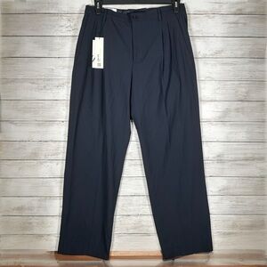 ZARA Women Navy Wide Leg Tailored Trouser Size 31 High Rise Double Pleat NWT $70